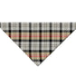 Silver and Gold Plaid Pet Bandana - shades and stripes of yellow, gold, cream, red, and black