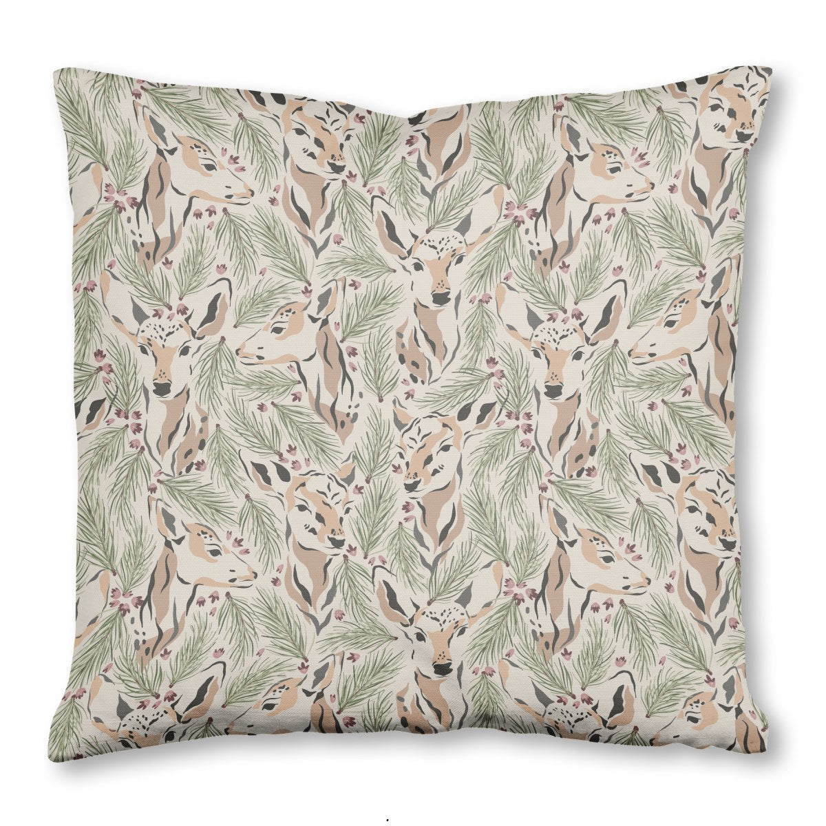 Evergreen Deer Throw Pillow