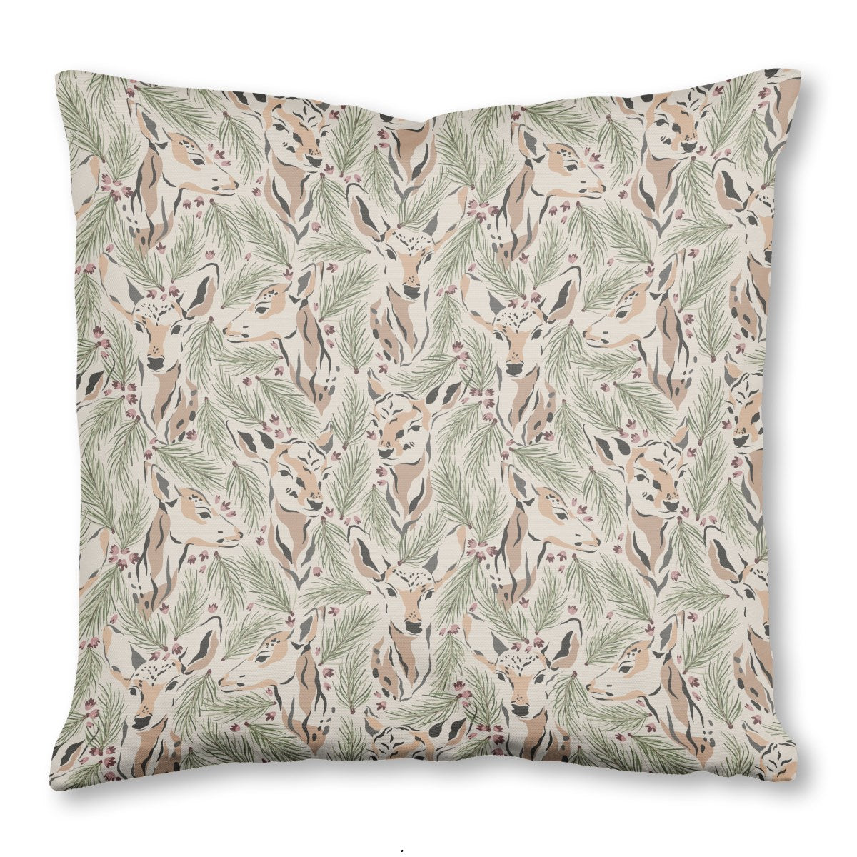 Evergreen Deer Throw Pillow