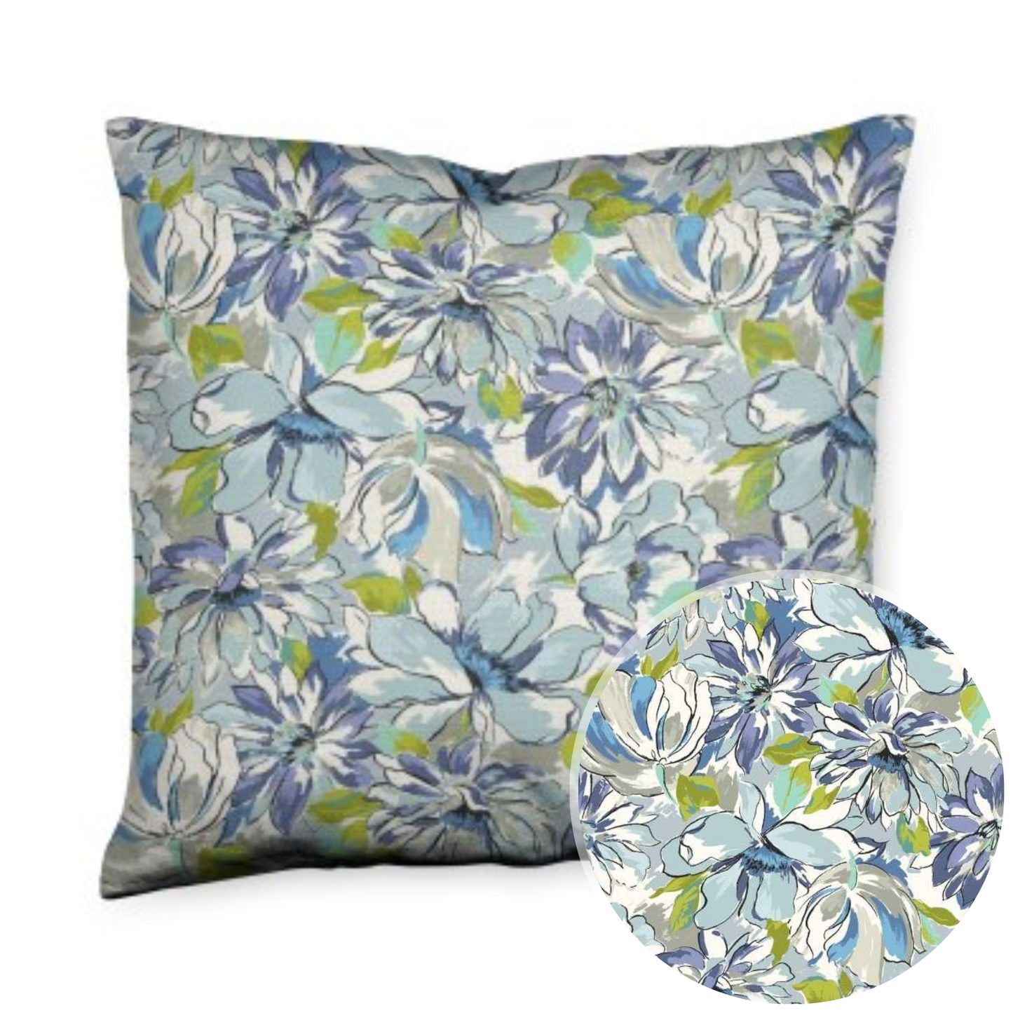 Painterly Floral Green Throw Pillow