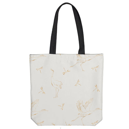 Golden Stork and Dragonfly Tote Bag