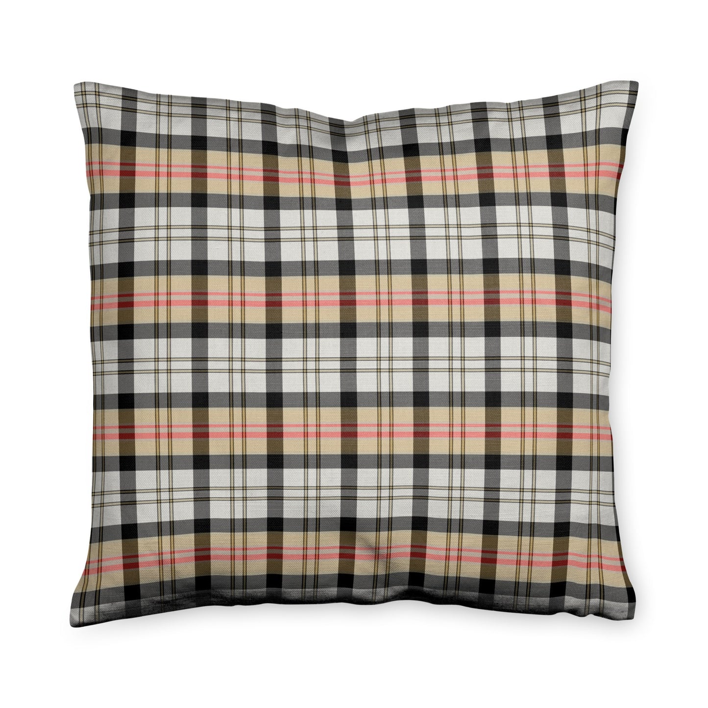 Silver and Gold Plaid Throw Pillow