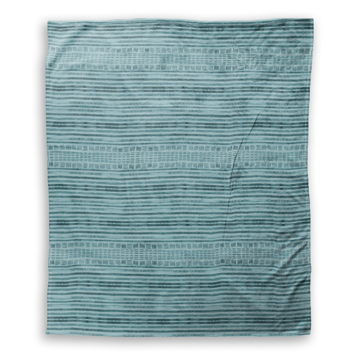 Throw blanket with stripes that are shades of blue, light blue, and green  - small - 50 x 60