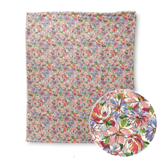 Painterly Floral Pink Throw Blanket