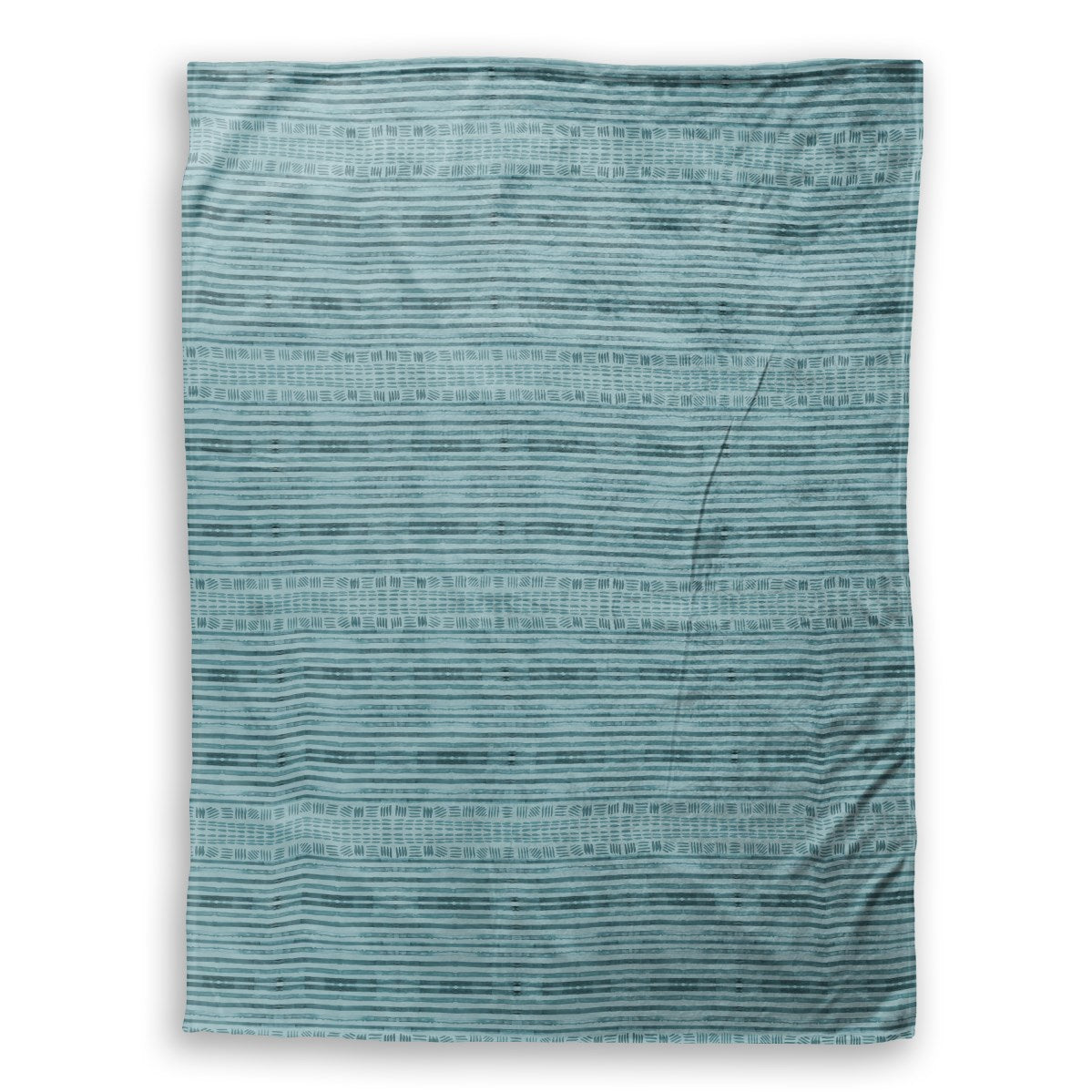 Blue and light blue striped and patterned throw blanket - large 60 x 80