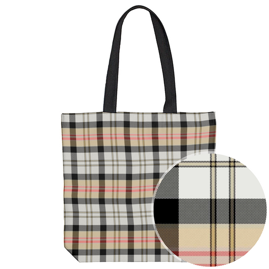 Silver and Gold Plaid Tote Bag