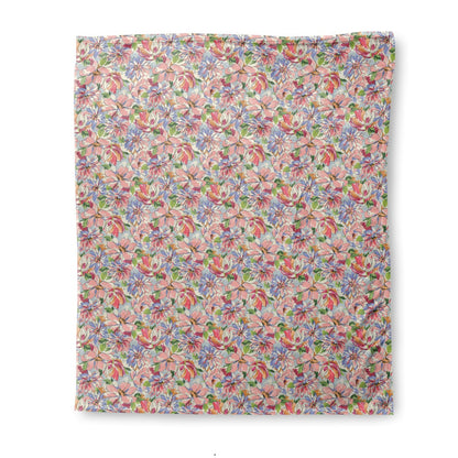 Painterly Floral Pink Throw Blanket