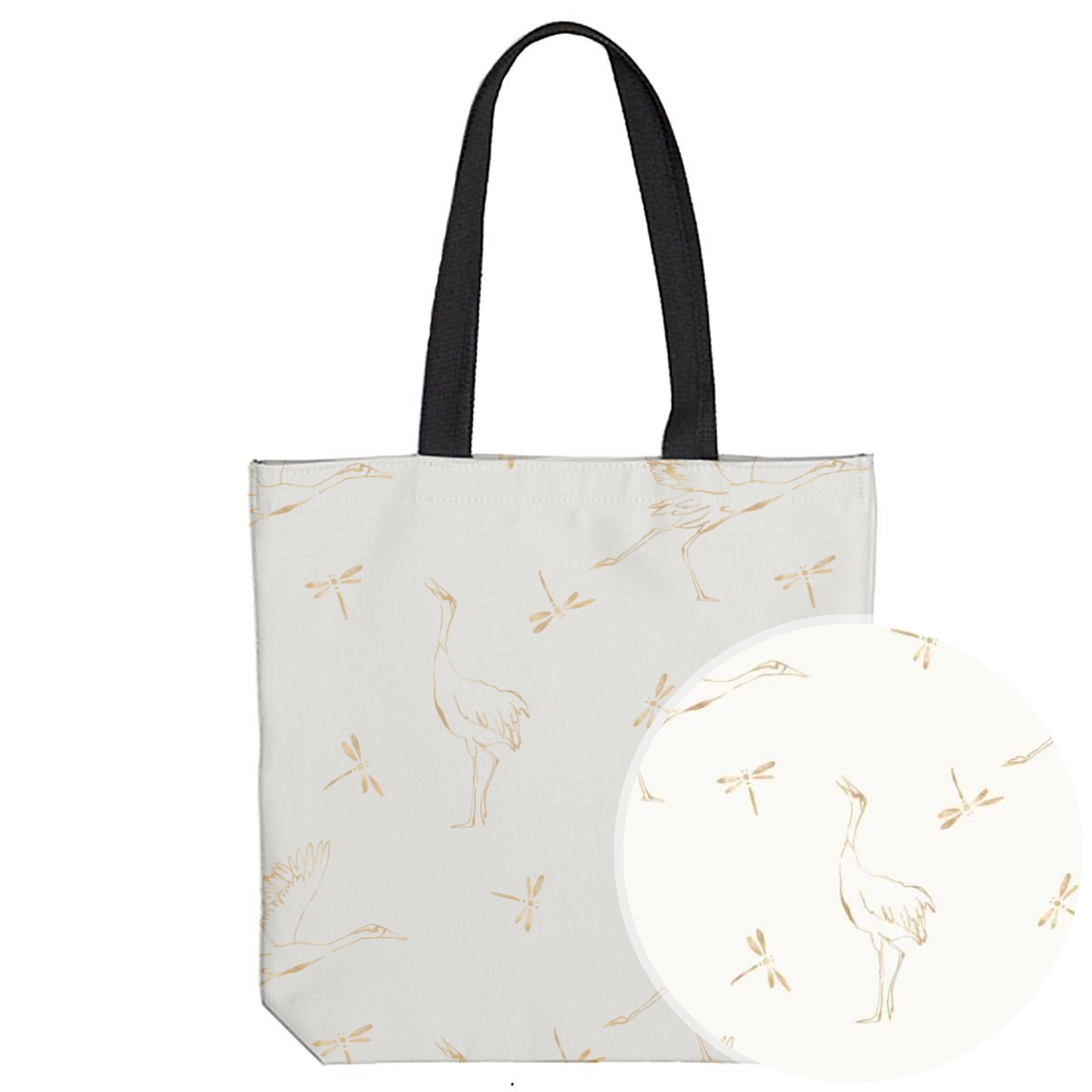 Golden Stork and Dragonfly Tote Bag
