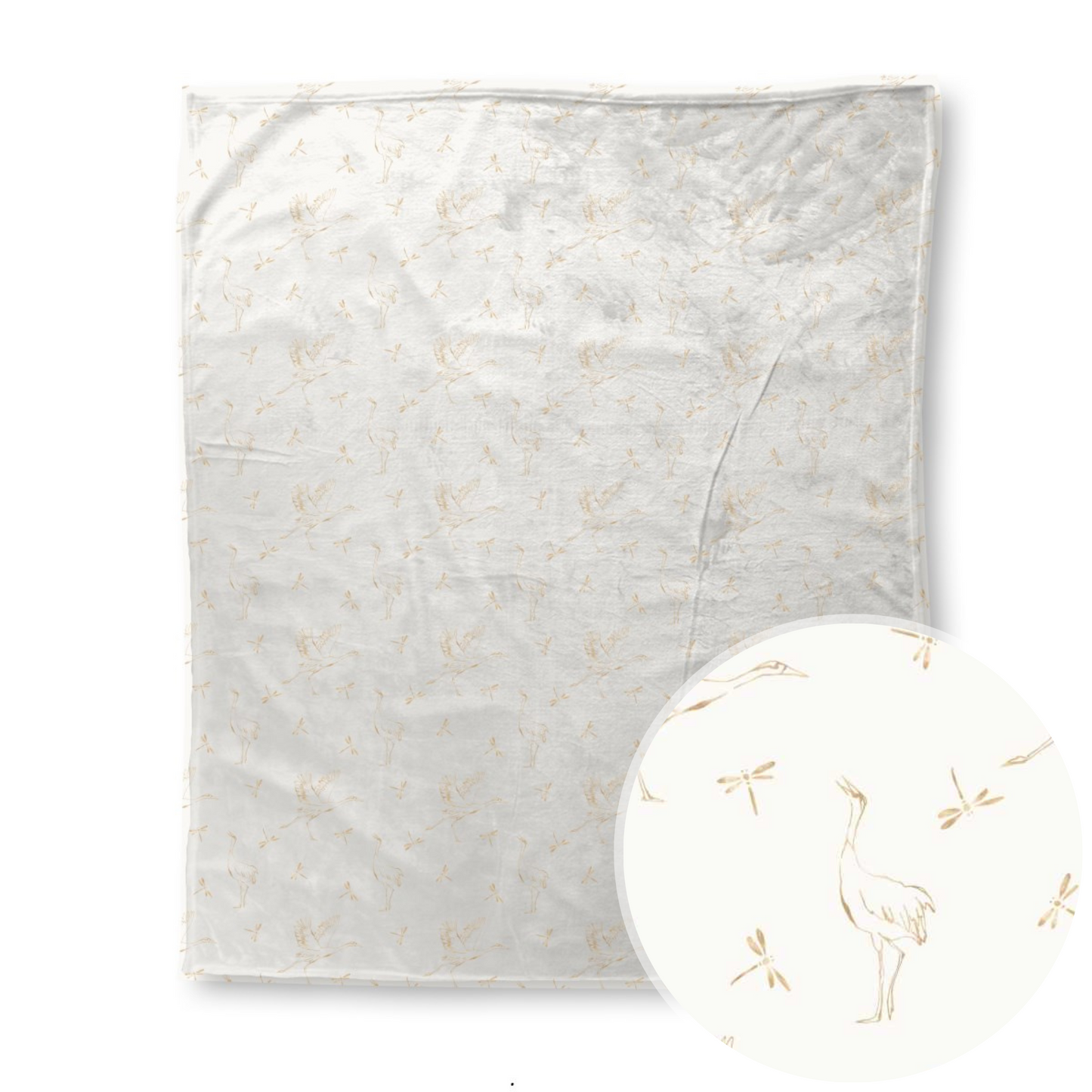 Golden Stork and Dragonfly Throw Blanket
