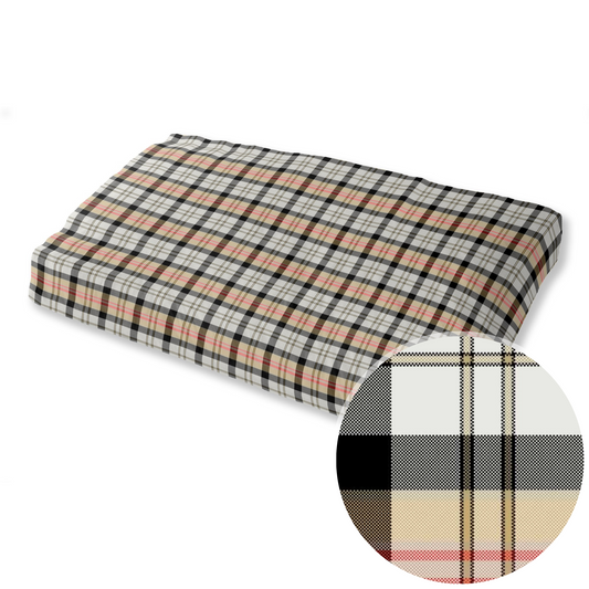 Silver and Gold Plaid Pet Bed