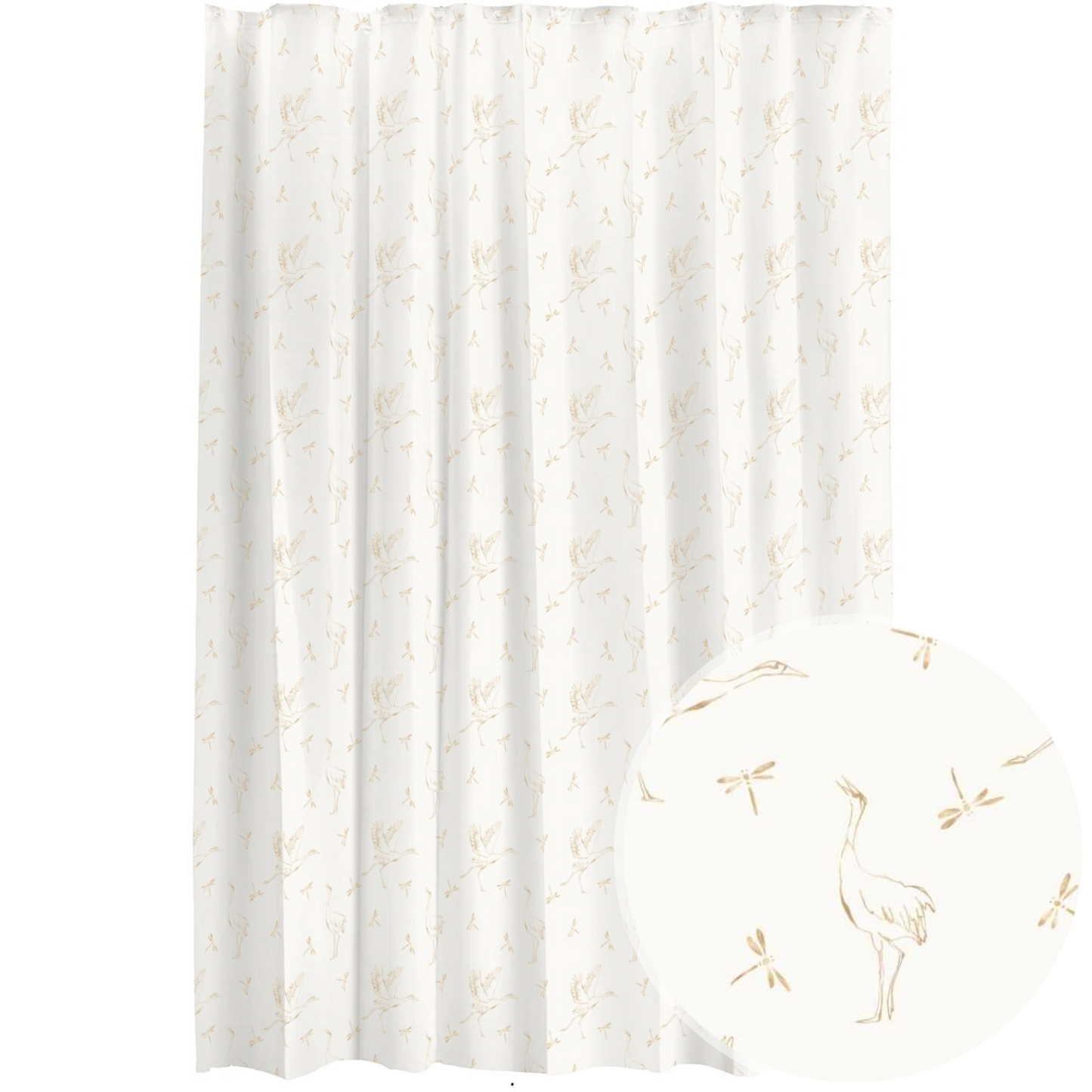 Golden Stork and Dragonfly Shower Curtain