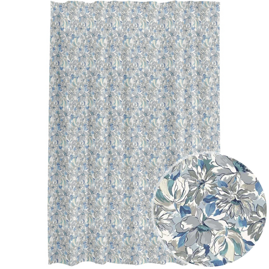 Painterly Floral Grey Shower Curtain
