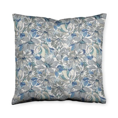 Painterly Floral Grey Throw Pillow